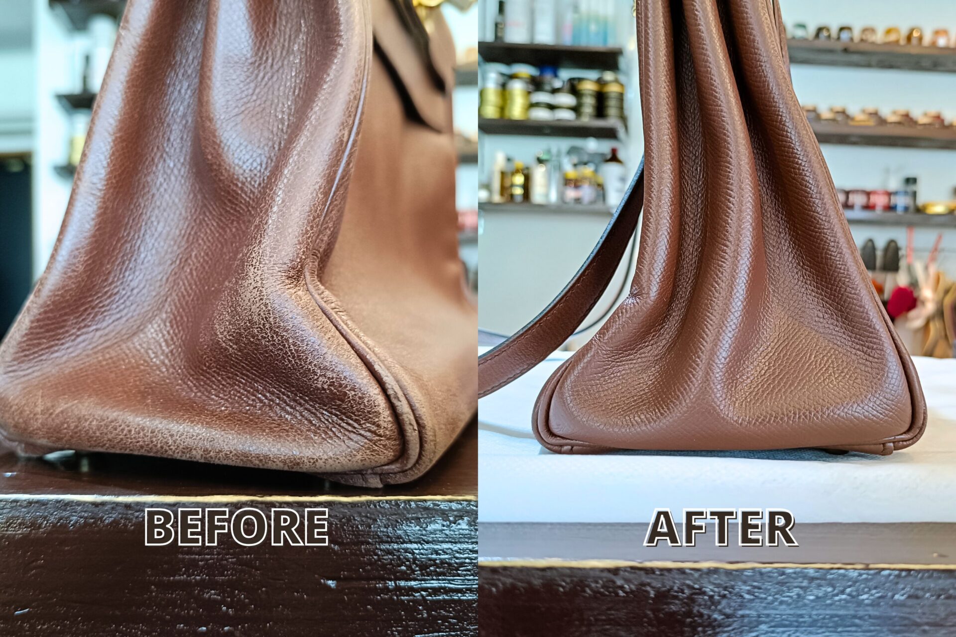HERMES ケリーの補色｜色褪せを自然に再生する調色リペア - JOURNEY 