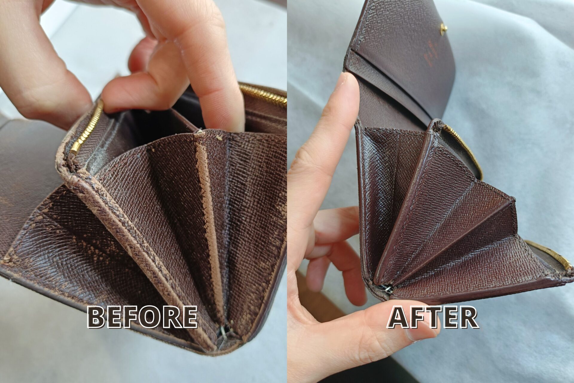 LVモノグラム 財布 補色｜内側の色褪せを自然に整える - JOURNEY 松本 
